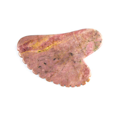 Körpermuskeln Natürliche Herzform Rhodonit Stein Gua Sha Schraubbrett Zähne Guasha Stein Gesichtsschönheit Massagetool Hautpflege