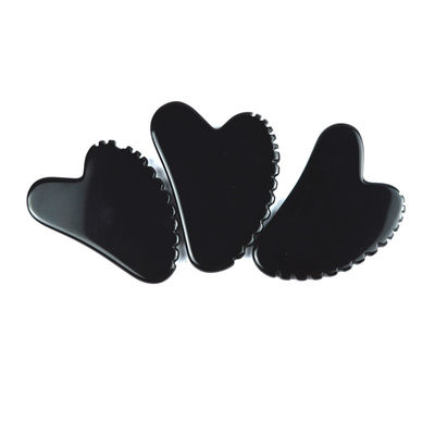 Natürliche Herzform Obsidian Gua Sha Massage Schabenwerkzeug mit Zähnen Gesichtsschönheitsmassager Haut Spa Werkzeug für Hautpflege