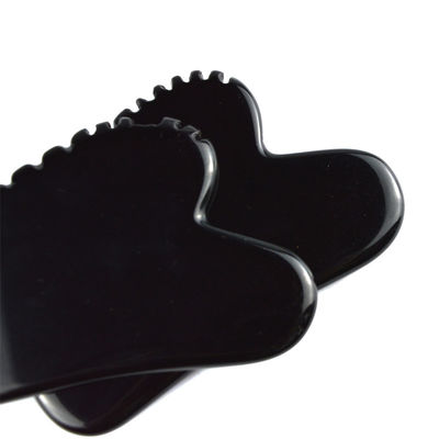 Natürliche Herzform Obsidian Gua Sha Massage Schabenwerkzeug mit Zähnen Gesichtsschönheitsmassager Haut Spa Werkzeug für Hautpflege
