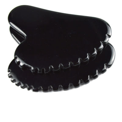 Natürliche Herzform Obsidian Gua Sha Massage Schabenwerkzeug mit Zähnen Gesichtsschönheitsmassager Haut Spa Werkzeug für Hautpflege