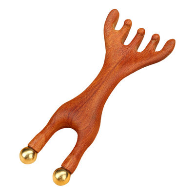 Roter Hirsch Geweihform Kupfer Kopfhaut Meridian Massager Kopf Gua Sha Massage Kamm für die Kontur und das Anheben der Gesichtszüge