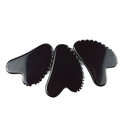 Natürliche Herzform Obsidian Gua Sha Massage Schabenwerkzeug mit Zähnen Gesichtsschönheitsmassager Haut Spa Werkzeug für Hautpflege