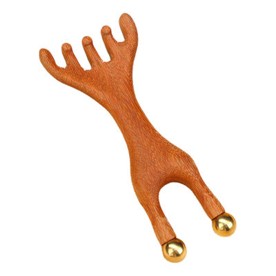 Roter Hirsch Geweihform Kupfer Kopfhaut Meridian Massager Kopf Gua Sha Massage Kamm für die Kontur und das Anheben der Gesichtszüge