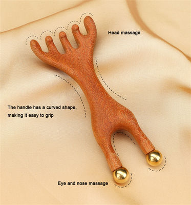Roter Hirsch Geweihform Kupfer Kopfhaut Meridian Massager Kopf Gua Sha Massage Kamm für die Kontur und das Anheben der Gesichtszüge