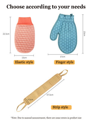 Tiefreinigungshandschuhe mit benutzerdefiniertem Logo für die Exfoliation von totem Leder und für das Körperspülen