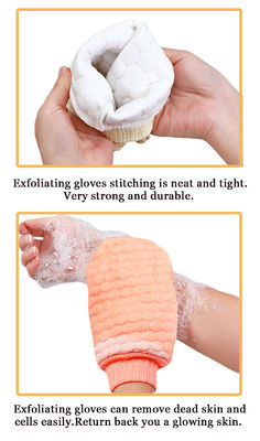 Tiefreinigungshandschuhe mit benutzerdefiniertem Logo für die Exfoliation von totem Leder und für das Körperspülen