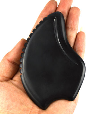 Verfügbares Herzform Gua Sha Massagetool aus natürlichem schwarzem Bian Stein für Spa-Meditation
