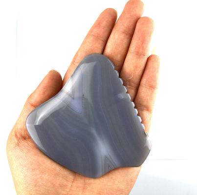 Massage-Scraping-Therapie-Werkzeug 83g Grau gestreifter Achat Jade Gua Sha Stein für Gesicht und Körper
