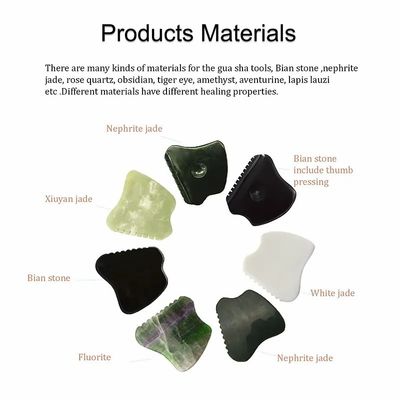 Benutzerdefiniertes Logo 2024 Weißes Jade Gua Sha Werkzeuge für Gesichts- und Nackenmassage Heißer Massager Massager-Modus Nr. abk-2051