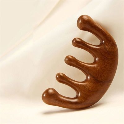Kopfhaut Entspannung Werkzeug Sandelholz Kopf Gua Sha Massage Kamm für Haarwachstum und Ganzkörper Meridian Baggerung