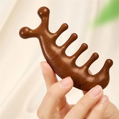 Kopfhaut Entspannung Werkzeug Sandelholz Kopf Gua Sha Massage Kamm für Haarwachstum und Ganzkörper Meridian Baggerung