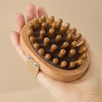 Massagebereich Ganzkörper Holzkörper Meridian-Massage-Bürste Gua Sha Massager-Kamm mit Luftbeutel für Kopfhaut-Massage-Kamm