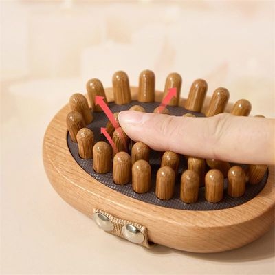 Massagebereich Ganzkörper Holzkörper Meridian-Massage-Bürste Gua Sha Massager-Kamm mit Luftbeutel für Kopfhaut-Massage-Kamm