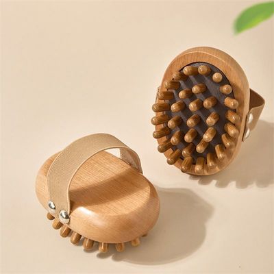 Massagebereich Ganzkörper Holzkörper Meridian-Massage-Bürste Gua Sha Massager-Kamm mit Luftbeutel für Kopfhaut-Massage-Kamm