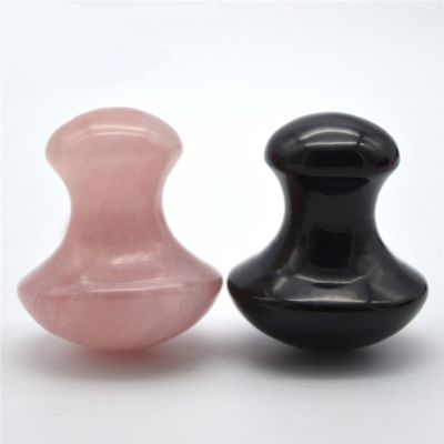 Portable Obsidian und Rose Quarz Pilz Form Gua Sha Massagetool Set mit ISO9001 Zertifizierung