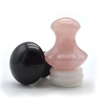 Portable Obsidian und Rose Quarz Pilz Form Gua Sha Massagetool Set mit ISO9001 Zertifizierung