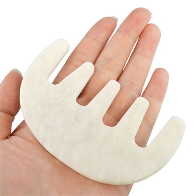 Kopf-Spa-Massager Chinesisch natürliches Weiß Xiuyan Jade Gua Sha Schrauben Kamm für 2024 Trending Massagetools