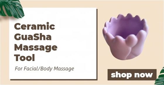 Körpermassage Ausrüstung Custom Logo Weiß Keramik Kopfhaut Massagetools für lila Guasha Porzellan Hautpflege Stein Gua sha