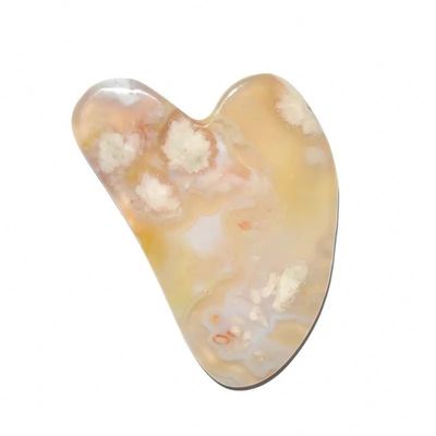 Kirschblüte Achat Herzform Gua Sha Board Hautpflege Massagetool für Infrarotphysiotherapie
