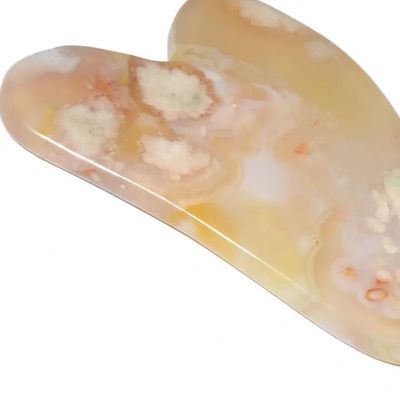 Kirschblüte Achat Herzform Gua Sha Board Hautpflege Massagetool für Infrarotphysiotherapie