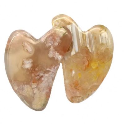 Kirschblüte Achat Herzform Gua Sha Board Hautpflege Massagetool für Infrarotphysiotherapie