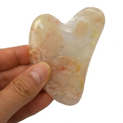 Kirschblüte Achat Herzform Gua Sha Board Hautpflege Massagetool für Infrarotphysiotherapie