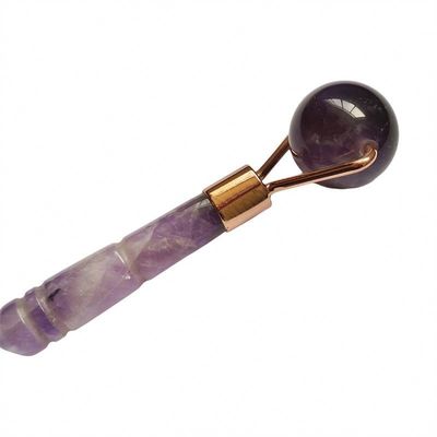 Personalisiertes Logo verfügbard Natürliche Amethyst-Jade-Rolle Lila Quarz Gesichtsmassage-Rolle für kleine Gesichtsschönheit