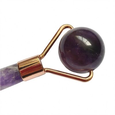 Personalisiertes Logo verfügbard Natürliche Amethyst-Jade-Rolle Lila Quarz Gesichtsmassage-Rolle für kleine Gesichtsschönheit