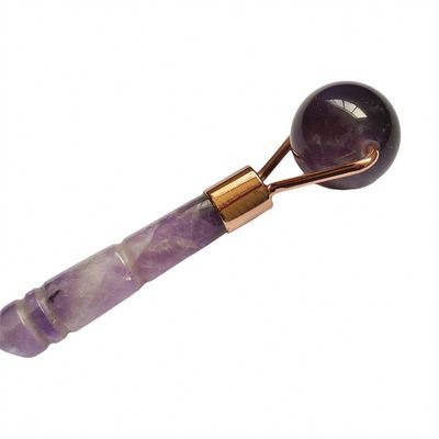 Personalisiertes Logo verfügbard Natürliche Amethyst-Jade-Rolle Lila Quarz Gesichtsmassage-Rolle für kleine Gesichtsschönheit