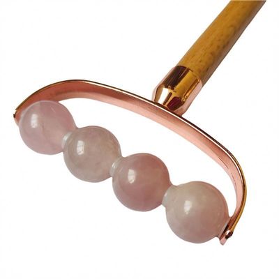 Gesichtsmassager Tragbare Rose Quarz Einkopf Gesichts Anti-Falten Roller Holzgriff
