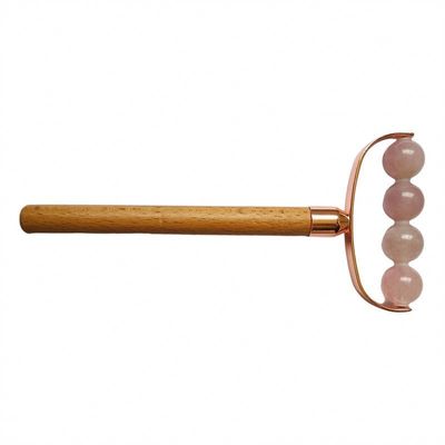 Gesichtsmassager Tragbare Rose Quarz Einkopf Gesichts Anti-Falten Roller Holzgriff