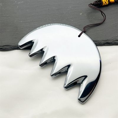 Körpermassage Silber Sechszahn Terahertz Gua Sha Board Kopfhaut Kamm Guasha Energie Stein Kopf Massager Gesundheitsfürsorge Salon Schönheitsmittel