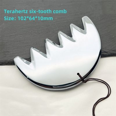 Körpermassage Silber Sechszahn Terahertz Gua Sha Board Kopfhaut Kamm Guasha Energie Stein Kopf Massager Gesundheitsfürsorge Salon Schönheitsmittel