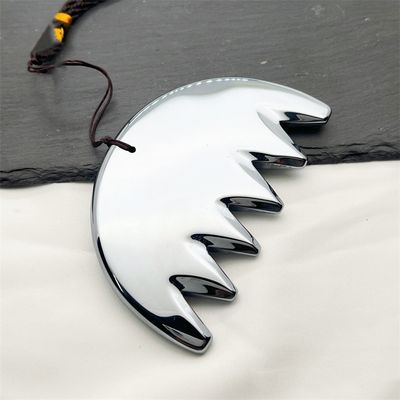 Körpermassage Silber Sechszahn Terahertz Gua Sha Board Kopfhaut Kamm Guasha Energie Stein Kopf Massager Gesundheitsfürsorge Salon Schönheitsmittel