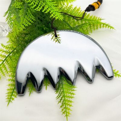 Körpermassage Silber Sechszahn Terahertz Gua Sha Board Kopfhaut Kamm Guasha Energie Stein Kopf Massager Gesundheitsfürsorge Salon Schönheitsmittel