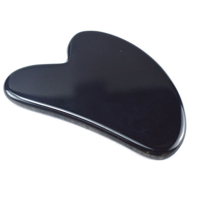 Herzensform Schwarz Obsidian Guasha 100% Natürlicher Jade Board Gua Sha Schrauben Massagetool Custom Logo für die Anpassung
