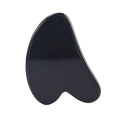 Herzensform Schwarz Obsidian Guasha 100% Natürlicher Jade Board Gua Sha Schrauben Massagetool Custom Logo für die Anpassung