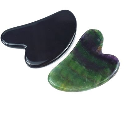 Herzensform Schwarz Obsidian Guasha 100% Natürlicher Jade Board Gua Sha Schrauben Massagetool Custom Logo für die Anpassung