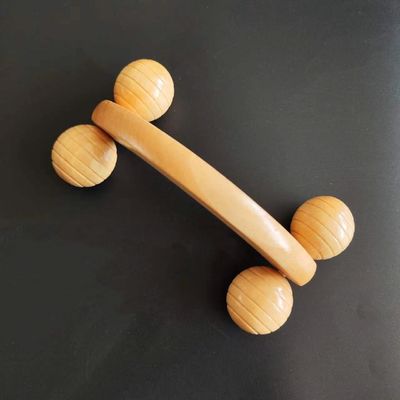 Holz Handheld Body Roller 4 Räder Kugeln Massager für Arm Bein Rücken Fuß Hand Hals Schulter Muskel Schmerzlinderung Massagetool