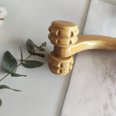 Handheld Vier Massivholz-Roller mit Handgriff Muskelmassage und manuelle Guasha Körperpflege-Tool