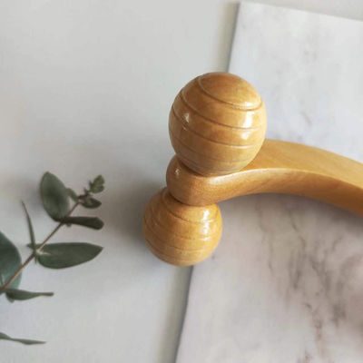Handheld Vier Massivholz-Roller mit Handgriff Muskelmassage und manuelle Guasha Körperpflege-Tool