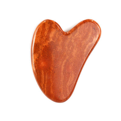 Körpermassage Rot Jasper Guasha Werkzeug Jade Stein Gesichtspflege Hautschaber Custom Logo Herzform Gesicht Gua Sha Massager Werkzeug