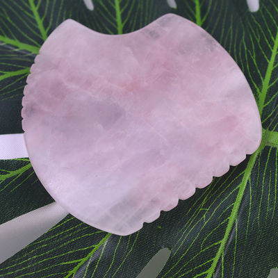 Kundenspezifisches Logo Shell Shape Rose Quarz Gua Sha Massagetool für Muskelmassage und Selbstpflege Spa Schönheitsgeräte