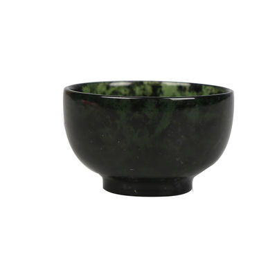 Gravierungsart 100% Chinesische Natürliche Jade Schüssel Dunkelgrüner Jade Handgeschnitzte Schüssel Schüssel für Heimdekoration
