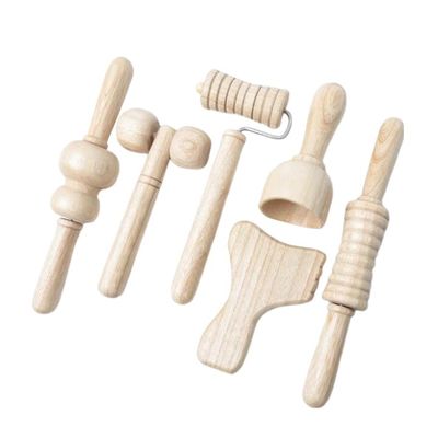 Braunes Massivholz-Mini-Massager-Roller-Massage-Stick mit Griff Sechsstück-Set Guasha Körper Selbstgesundheit Hautpflege-Tool Spa