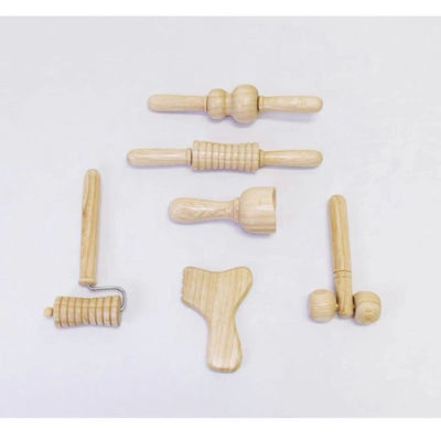 Braunes Massivholz-Mini-Massager-Roller-Massage-Stick mit Griff Sechsstück-Set Guasha Körper Selbstgesundheit Hautpflege-Tool Spa