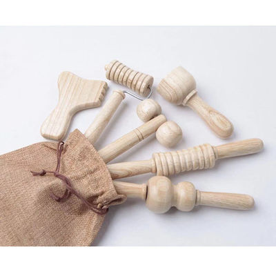 Braunes Massivholz-Mini-Massager-Roller-Massage-Stick mit Griff Sechsstück-Set Guasha Körper Selbstgesundheit Hautpflege-Tool Spa