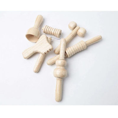 Braunes Massivholz-Mini-Massager-Roller-Massage-Stick mit Griff Sechsstück-Set Guasha Körper Selbstgesundheit Hautpflege-Tool Spa