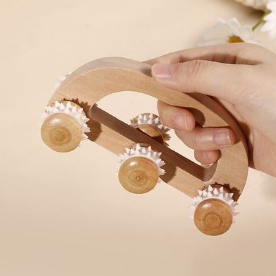 Hauswirtschaftliche Massivholz-Roller-Massagetrolley mit Handgriff Guasha Körperpflege-Werkzeug Entspannung Schönheitsmassager Körpermassage