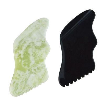 Körpermassager Natürliche grüne Jade Guasha für Anti-Aging Chinesisch Xiuyan Jade Blitzform Gua Sha Schaben Massagetool